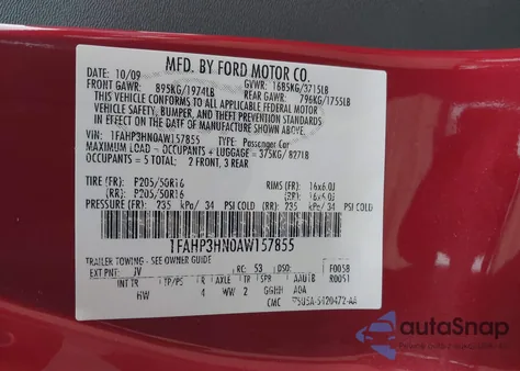 2010 Ford Focus Sel z USA, uszkodzony, nr VIN 1FAHP3HN0AW157855